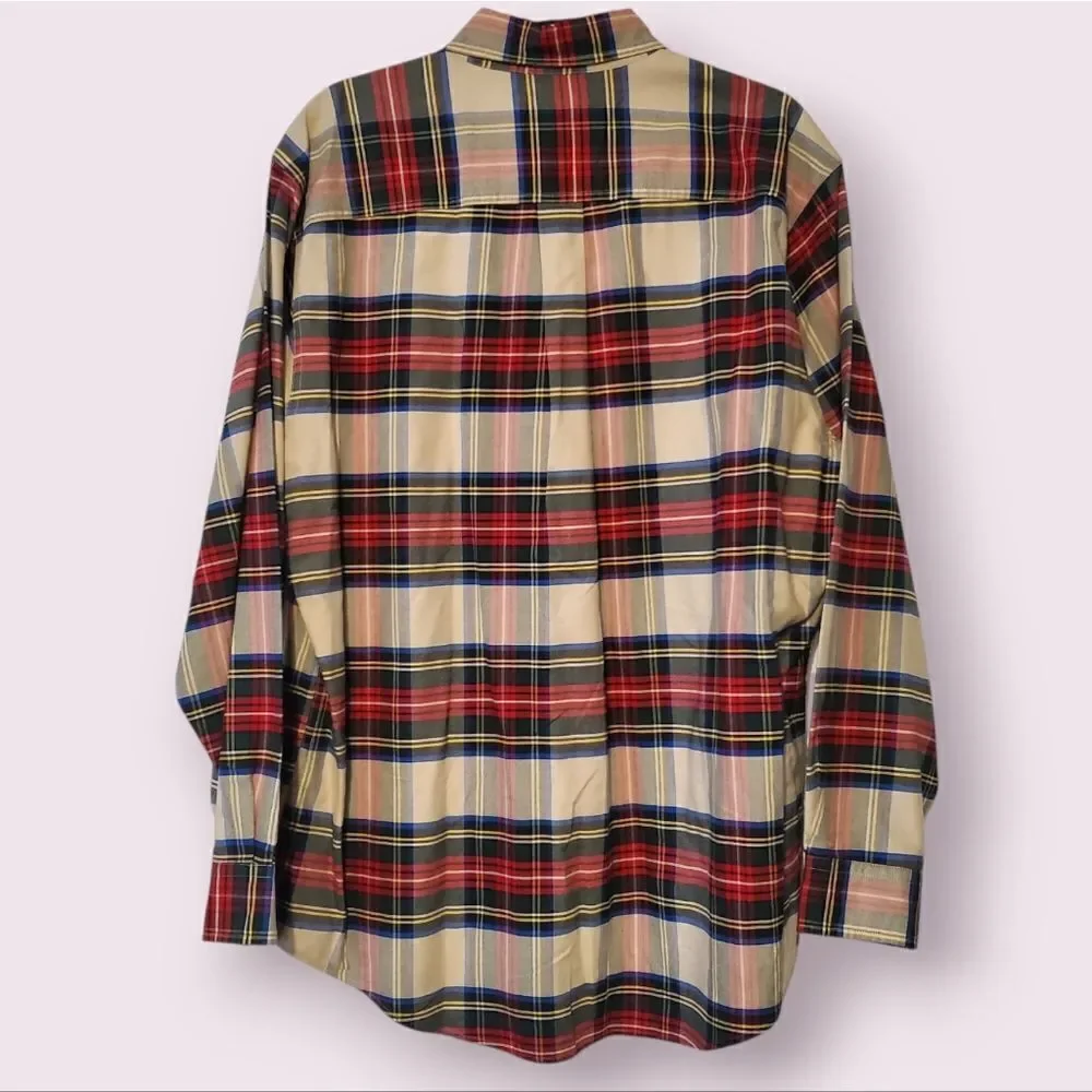 LL Bean Traditional Fit Men's L Multicolored Plaid Flannel L/S Shirt | EUC